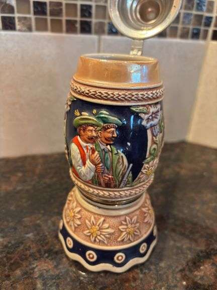 Two Hand-Painted Beer Steins