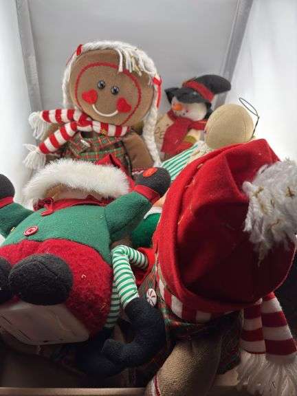 Lot of Decorative Christmas Holiday Plush Dolls - Santa, Gingerbread, Snowman, Elf, Angel