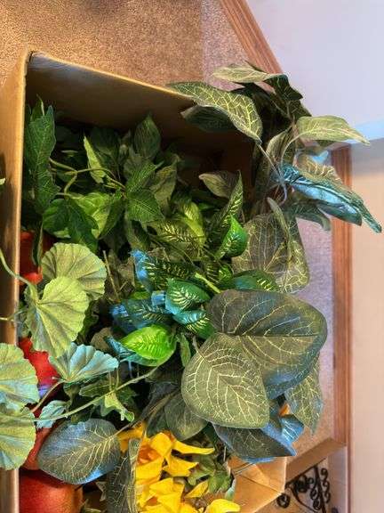 Box Lot of Assorted Artificial Flowers, Fruits and Greenery