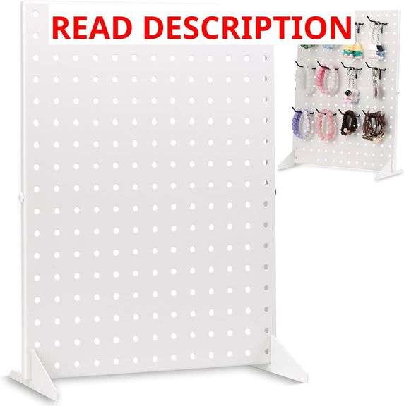 Pegboard Display Stand for Craft Shows & Fairs - Metal Store Display for Selling Accessories, Earring, Jewelry, Pin Display Stands for Retail Stores, Vendors & Events - 17" x 13 Designer White image