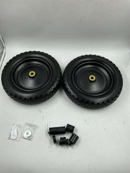 13" Flat Free Wheels Replacement for GOR Garden Cart Tires, 4.00-6 Solid Tires with 5/8"Bearings, 13" No Flat Wheels for GOR Garden Carts/Hand Trucks/Garden Carts black