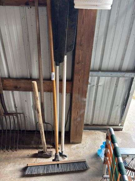 Assorted Tools - Broom, Rakes, and More image