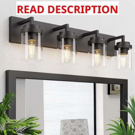 Espird Bathroom Vanity Light, 4 Light Matte Black Vanity Light with Clear Glass Shade, 30in Farmhouse Vanity Light, Bathroom Lighting Fixtures Over Mirror for Bathroom image