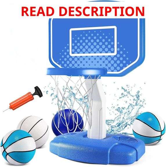 Pool Basketball Hoop, Poolside Basketball Hoop for Swimming Pool, Pool Accessories for Inground Pools, Adjustable Height Indoor Outdoor Play, Pool Toys Game for Kids and Adults image