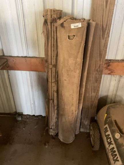 (2) Rolls of Combine Canvas, poor condition; wood pieces image