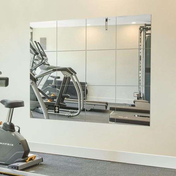 Ruomeng Home Gym Mirrors 12 Inch x 12Pcs Wall Mounted Mirror Glass Frameless Full Length Mirror Tiles for Home Gym, Bedroom, Door & Bathroom image