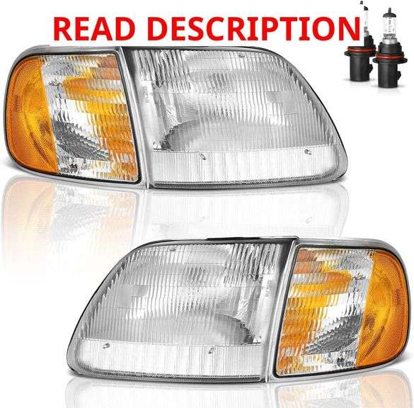 Headlights Assembly for 1997-2003 F150 / 1997-2002 Ford Expedition / 1998-1999 F250, Headlamp+Corner Parking Turn Signal Marker Light Does NOT fit models produced before July 1996