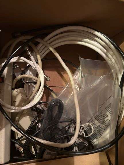 Assorted Electronics Lot Including Philips Monitor and Assorted Cables