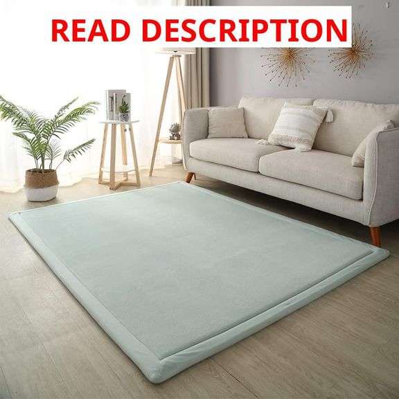 Loartee Coral Velvet Crawling Rug (6'7"x6'7", Light Green) for Toddler Children Play Area Rug Yoga Mat Exercise Pad