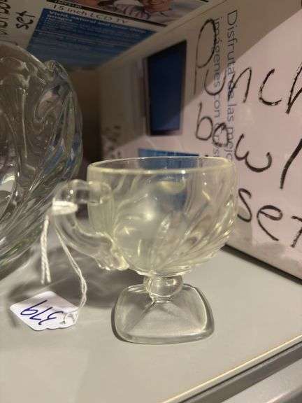 Pressed Glass Punch Bowl and Cup Set