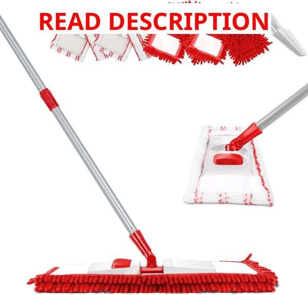 MASTERTOP Microfiber Mop for Floor Cleaning, Flat Dust Mop for Home and Kitchen, Adjustable Stainless Steel Handle with 4 Washable Mop Pads, Hardwood Floor Mop for Wood, Vinyl, 1 Cleaning Scraper image