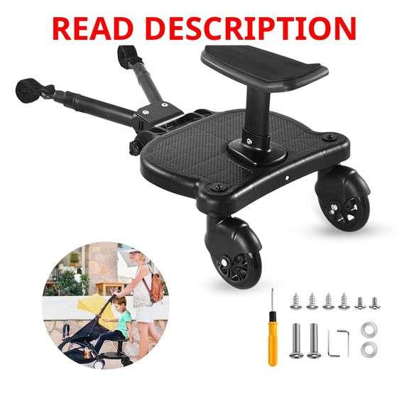 Universal Stroller Board - Stroller Attachment for Toddler to Ride,Detachable 2 in1 Sit and Stand Toddler Stroller Attachment,Holds Children Up to 55 LBs Stroller Seat Attachment.(Dark Black) image