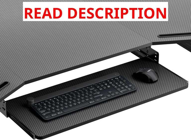 EUREKA ERGONOMIC Adjustable Keyboard Tray Under Desk, 28x11 Inch Large Slide Out Keyboard & Mouse Platform Tray, Wooden Pull Out Computer Keyboard Drawer for Typing Home Office Desk, Black image