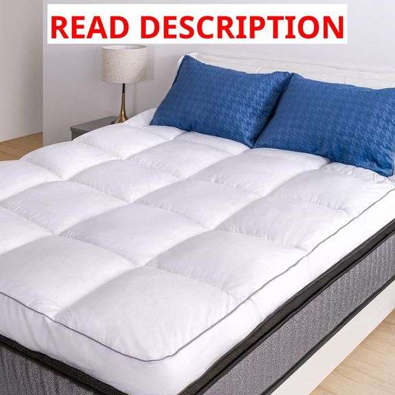 Marine Moon Mattress Topper Queen, Cooling Pillow Top Mattress Topper, Extra Thick Plush Mattress Pad Cover, Overfilled with 7D Down Alternative, Relief Back Pain, Soften Hard Mattress, 80' x 60'