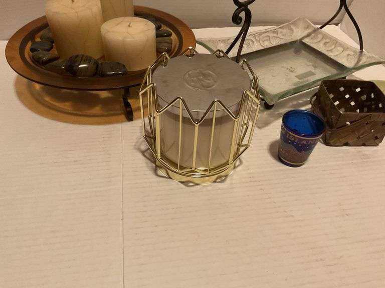 Assorted Home Decor Lot - Candles, Glass, & More