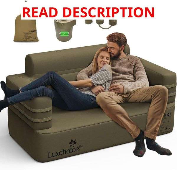Inflatable Couch Multifunctional Durable Inflatable Sofa with Built in Pump Inflatable Furniture Portable Blow Up Couch for Camping Home Backyard Outdoor Movie Loveseat image