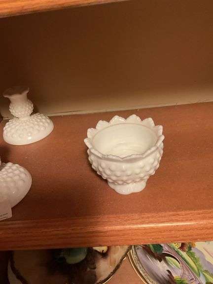Collection of Milk Glass Vases, Bowls, Booties, Mugs and Candlestick Holders
