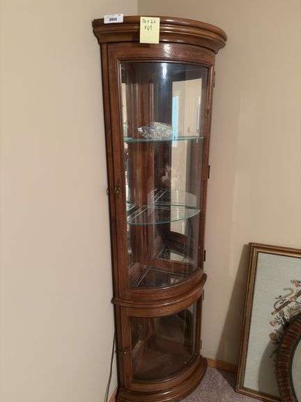 Lighted Corner Curio Cabinet, 16x22x69