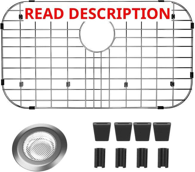 26x14 Sink Protectors for Kitchen Sink, Metal Sink Rack for Bottom of Sink Rear Drain Hole, Stainless Steel Sink Protector for Kitchen with Sink Strainer (Inseparable, 26"X14", Rear Drain) image