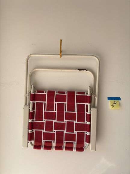 Pair of Red and White Folding Lawn Chairs