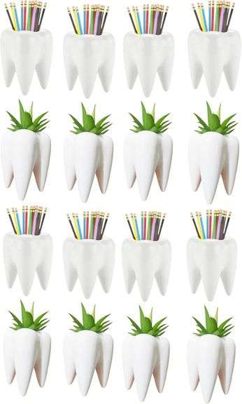 3.95 inch Cute Tooth Shaped Ceramic Succulent Cactus Flower Pot-Plants Not Included (16) image