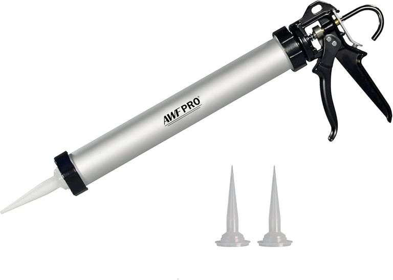 AWF PRO Sausage Caulk Gun - 20 oz Foil Pack / 10 oz Cartridge Convertible, 18:1 Thrust, Aluminum Sausage Caulking Gun, Ideal For Contractors and DIY, Replaceable Tips Included image