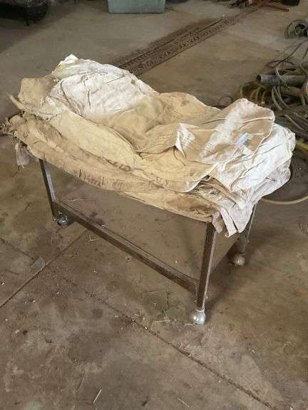 Canvas Bags (approx 25) on metal rolling cart image