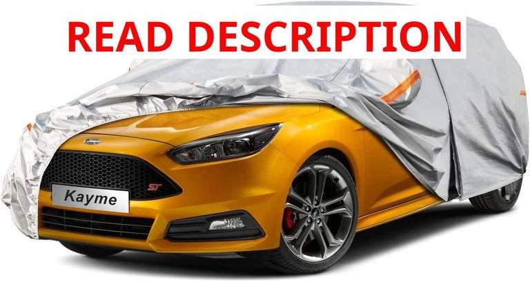 Kayme 6 Layers Hatchback Car Cover Waterproof All Weather for Automobiles, Outdoor Full Cover Rain Sun UV Protection with Zipper Cotton, Universal Fit for Hatchback (Up to 177 inch)