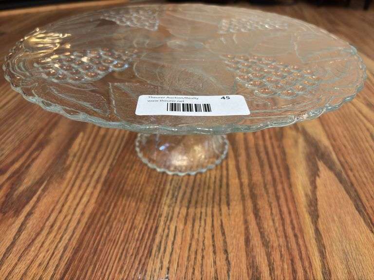 Pressed Glass Serving Set - Cake Stand and Trays