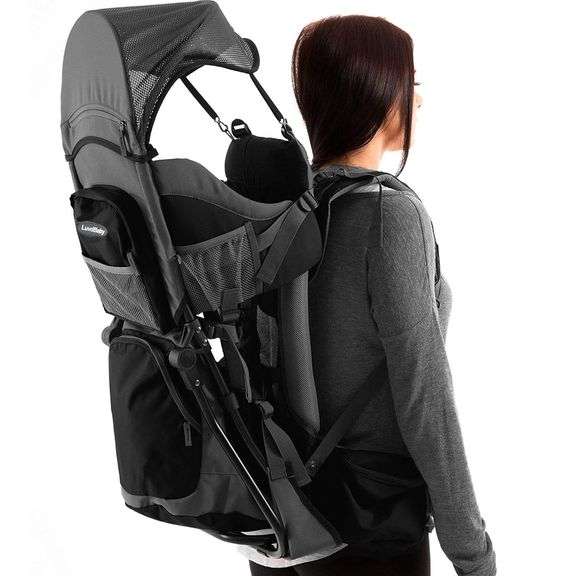 Hiking Baby Carrier Backpack - Comfortable Toddler/Baby Backpack Carrier System with Diaper Change Pad, Insulated Pocket + Rain and Sun Hood to Protect Your Child image