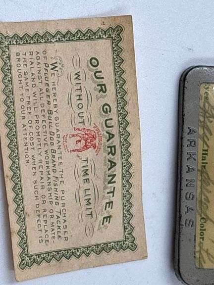 1959 Arkansas Fishing License & Pflueger Guarantee Card