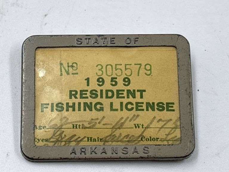 1959 Arkansas Fishing License & Pflueger Guarantee Card