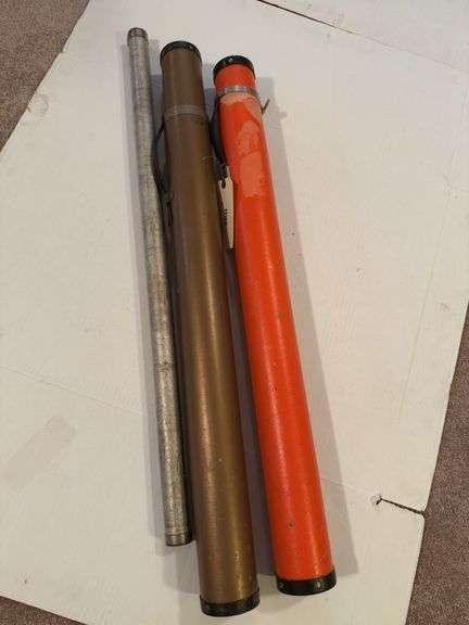 Three Assorted Surveying Rod Cases/Canisters