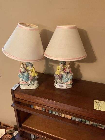 Pair of Figural Porcelain Lamps - Made in Occupied Japan
