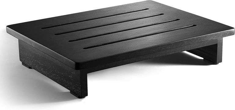 Holana 3.5" Wooden Step Stool for Adults (No Assemble Required)- 500 Lbs One Step Stools for High Bed Riser - Small Stepping Stool for Elderly, Seniors, Kid/Bathroom, Bed, Kitchen (Black) image