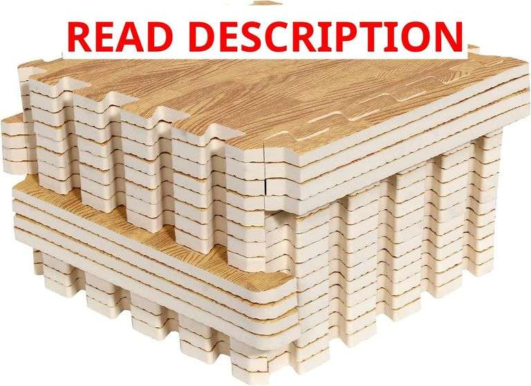 16pcs Interlocking Printed Wood Grain EVA Foam Mats Protective Floor Tiles Exercise Play Mat for Kids Room Parlor Bedroom Home 11.8" x 11.8" (Wood Grain Yellow) image