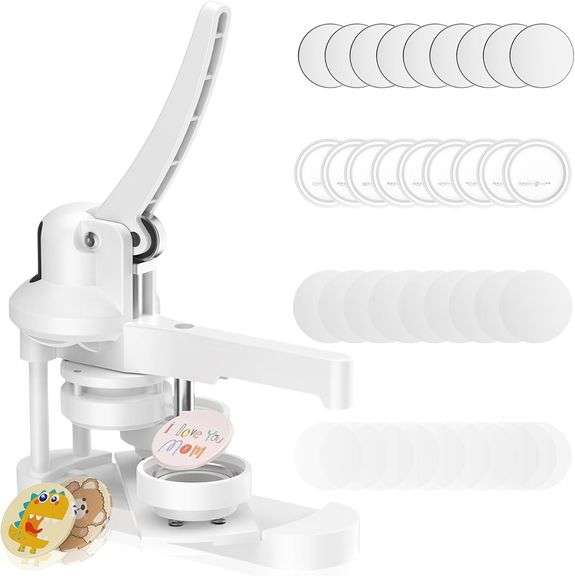 Button Maker Machine, Pin Maker Machine, Button Press Machine, DIY Badges Making Machine Kit with Free 50pcs Supplies, Installation-Free (58mm/2.25inch) image