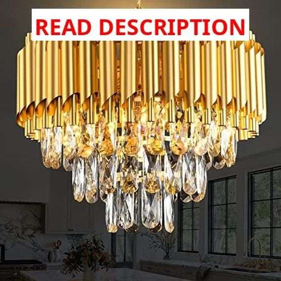 Gold Crystal Chandelier 3-Tier Dining Room Chandelier Light fixtures Modern Chandeliers for Dining Room Small Pendant Light Fixture for Living Room Foyer Kitchen Island Entryway Round 5 Light W15.7 image