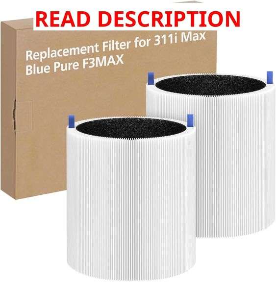 2 Pack 311i Max Replacement Filter Compatible with Blueair Blue Pure 311i Max Air Purifiers, H13 True HEPA and Activated Carbon Filter, Blue Pure F3MAX image