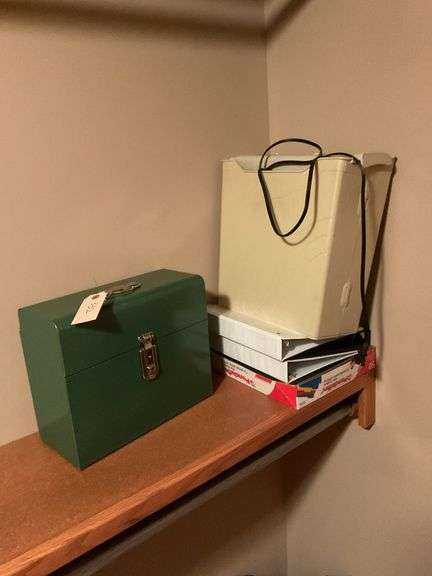 Metal Tool Box, Shredder, and Binders image