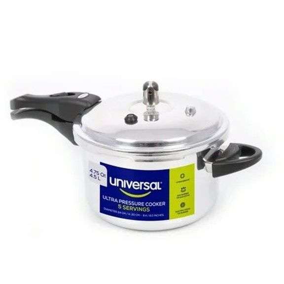 Universal 4.75Qt / 4.5L Anti-Rust Ultra Pressure Cooker for 5 Servings, Aluminum Pressure Cooker, Even Heat Distribution, Diameter 9.4 in - 24 cm / Height 8 in - 20 cm image