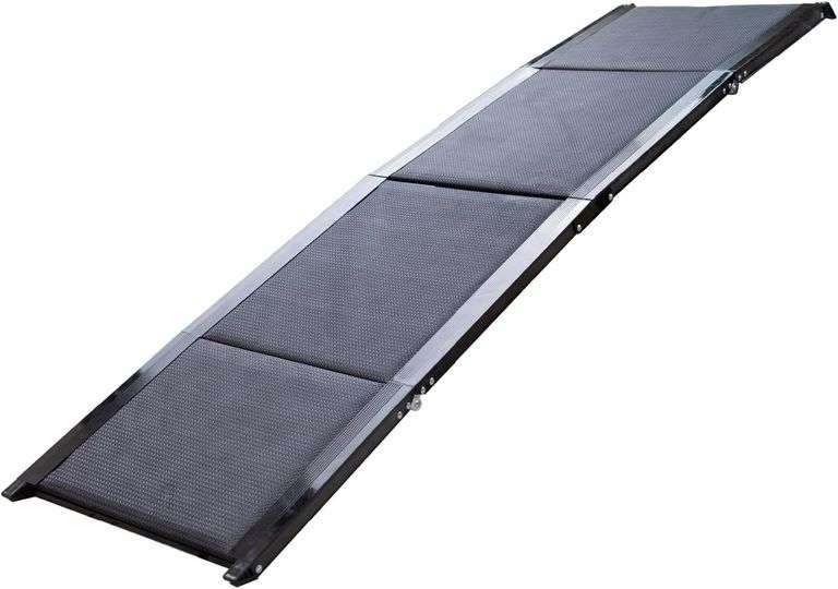 Deluxe Aluminium Pet Ramp Portable Folding Dog Ramp for Cars, SUVs, and Beds Non-Slip Surface for Large & Small Dogs Supports Up to 150 lbs Lightweight & Durable image