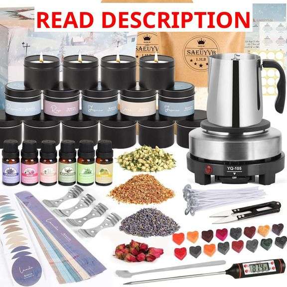 SAEUYVB Candle Making Kit with Wax Melter, Candle Making Kit for Adults - DIY Starter Soy Candle Making Kit/Supplies-Perfect as Home Decoration image