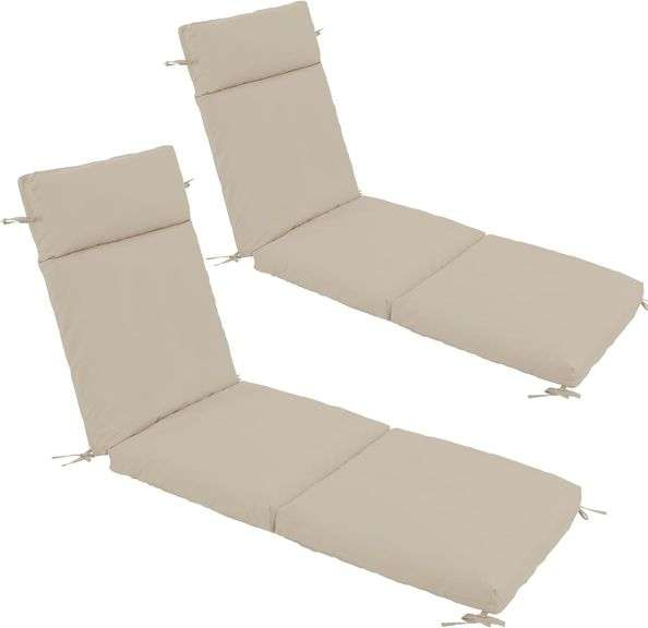 Chaise Lounge Cushion 72x21x3 Inch - Set of 2 Outdoor Lounge Chair Cushions, Lounger Pad Replacement with Fade-Resistant, Removable & Machine-Washable Covers, Ideal for Patio Chaise Chairs, Cream image