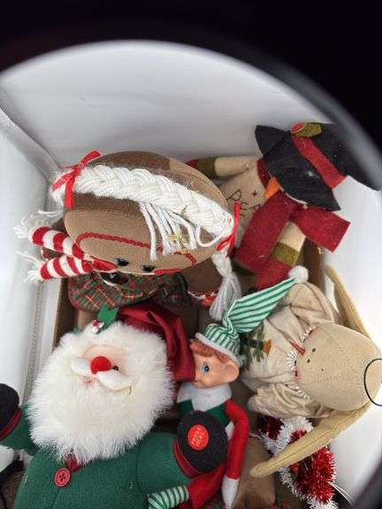 Lot of Decorative Christmas Holiday Plush Dolls - Santa, Gingerbread, Snowman, Elf, Angel