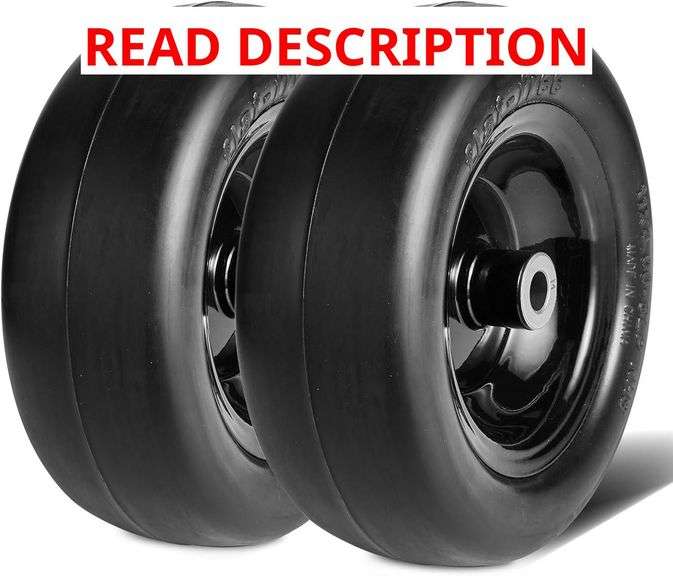 VEVOR Lawn Mower Tires with Rim, 11x4-5" Tubeless Tractor Tires, 2-Pack Tire and Wheel Assemby, Flat-free PU Tire, 3.4" Centered Hub, 3/4" Bushing Size, 20 PCS Adapters for Riding Mowers Lawn Tractors