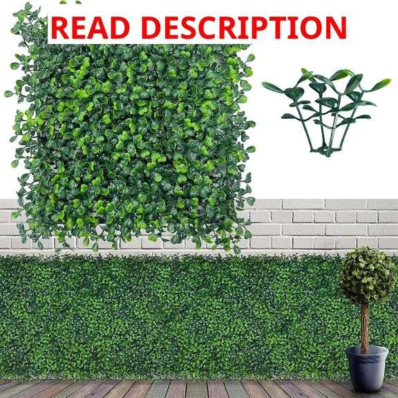 Artificial Grass Wall Panel Backdrop,10" X 10" 12P(8.4 sqft) UV-Anti Greenery Boxwood Panels for Indoor Outdoor Green Wall Decor & Ivy Fence Covering Privacy image
