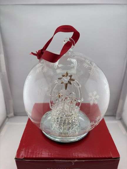 Christmas Decor Lot: Waterford Ornaments, Wooden Angel, Nativity Scene Figurines, & More