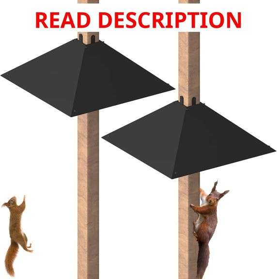 Metal Squirrel Baffle for 4x4 Post, Outside Wooden Pole Mount Squirrel Guards for Bird Feeders, 17 Inch Squirrels Deterrents Stopper to Deter Racoons, Black, 2pcs image