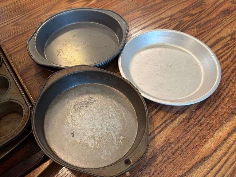Cookie sheets, muffin tins, angel food cake pan, round cake pans